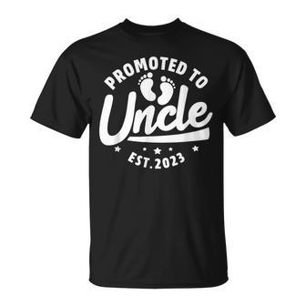Promoted To Uncle Est 2023 Pregnancy Baby Announcement T-Shirt - Seseable