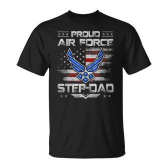 Proud Air Force Step-Dad Veteran Vintage Flag Veterans Day T-Shirt - Seseable