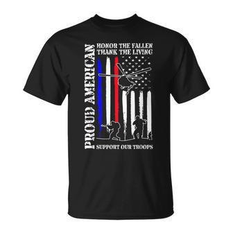 Proud American Honor The Fallen Thank You Veterans Retro T-Shirt - Seseable