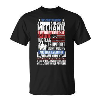 Proud American Mechanic Salute Support 2Nd Amendment Unisex T-Shirt | Mazezy