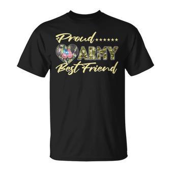 Proud Army Best Friend Us Flag Dog Tag Heart Military T-Shirt | Seseable UK
