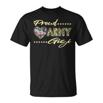 Proud Army Gigi Us Flag Dog Tag Military Grandma Family Gift Unisex T-Shirt | Mazezy