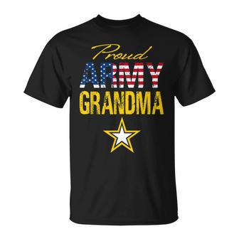Proud Army Grandma Military Pride Usa Flag Unisex T-Shirt | Mazezy