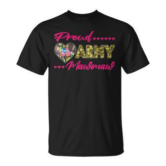 Proud Army Mawmaw Camo Us Flag Dog Tag Military Grandma Gift Unisex T-Shirt | Mazezy