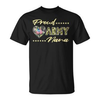 Proud Army Nana Us Flag Dog Tag Military Grandma Family Gift Unisex T-Shirt | Mazezy