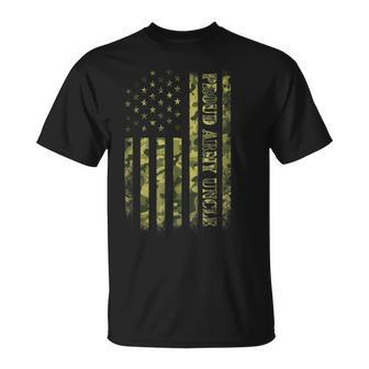 Mens Proud Army Uncle American Flag Camouflage Military T-Shirt - Seseable