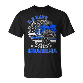 Proud Coast Guard Grandma Us Navy Messy Bun Hair Unisex T-Shirt | Mazezy