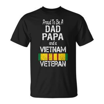 Proud Dad Papa Vietnam Veteran Vintage Vet T-Shirt - Seseable