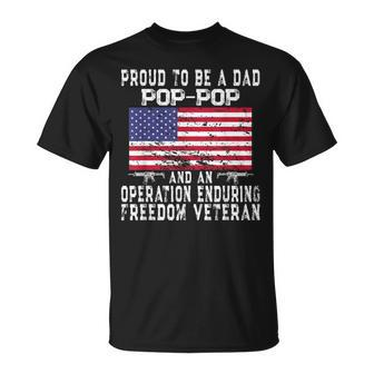 Mens Proud Dad Pop-Pop Operation Enduring Freedom Veteran Grandpa T-shirt - Seseable
