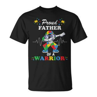 Proud Father Of A Warrior Autistic Kids Autism Awareness Dad T-Shirt - Seseable