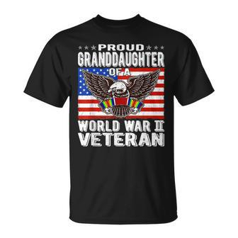 Proud Granddaughter Of A World War 2 Veteran Ww2 Ribbon T-shirt - Seseable