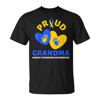 Proud Grandma Down Syndrome Awareness Blue Yellow T-Shirt - Seseable