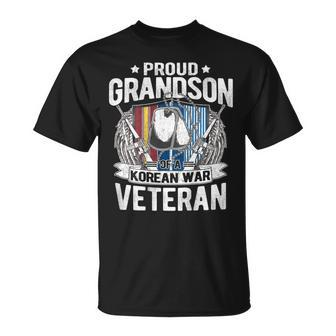 Proud Grandson Of Korean War Veteran Dog Tag Military Family T-shirt - Seseable