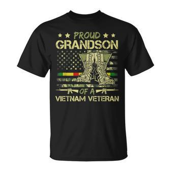 Proud Grandson Of A Vietnam Veteran American Flag Unisex T-Shirt | Mazezy AU
