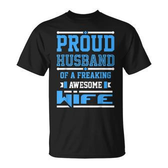 Proud Husband Of A Freaking Awesome Wife Humor T-shirt - Thegiftio UK