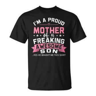 Proud Mother Of A Freaking Awesome Son Mom T-shirt - Thegiftio UK
