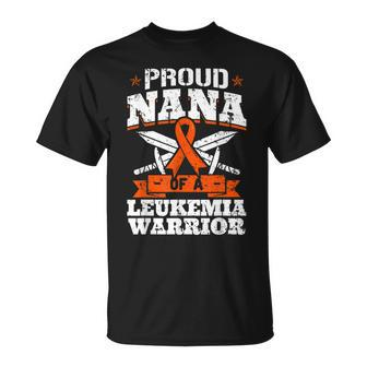 Proud Nana Of A Leukemia Warrior Grandma Awareness Ribbon Unisex T-Shirt | Mazezy