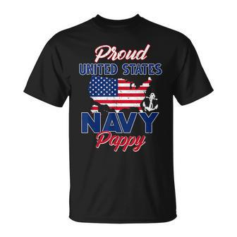 Proud Navy Pappy Us Flag Family S Army MilitaryT-shirt - Seseable