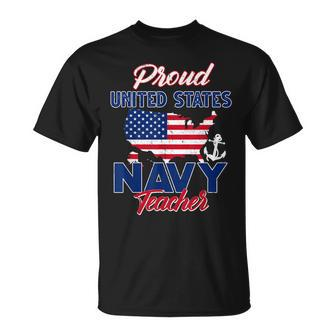 Proud Navy Teacher Us Flag Family S Army MilitaryT-shirt - Seseable