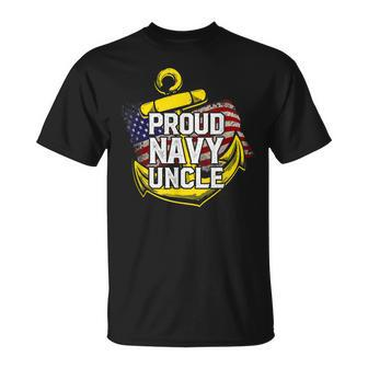 Proud Navy Uncle American Flag Anchor Gold Gift Gift For Mens Unisex T-Shirt | Mazezy