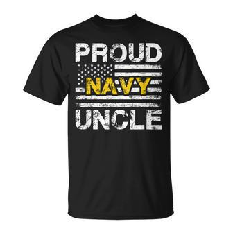 Proud Navy Uncle Us Flag Military Family Appreciation T-Shirt - Seseable