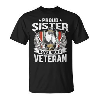 Proud Sister Of An Iraq War Veteran Dog Tag Military Sibling T-shirt | Seseable UK