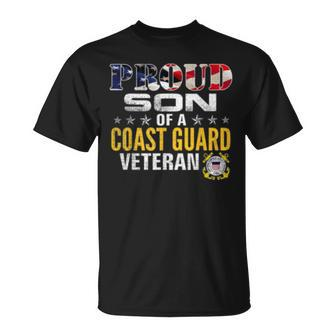 Proud Son Of A Coast Guard Veteran American Flag Military T-Shirt - Seseable