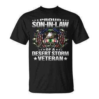 Mens Proud Son-In-Law Of A Desert Storm Veteran Vets Family T-shirt - Seseable