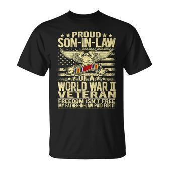 Mens Proud Son-In-Law Of A World War 2 Veteran Us Flag Ww2 T-shirt - Seseable