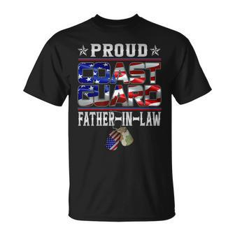 Proud Us Coast Guard Father-In-Law Dog Tags Military Family T-Shirt - Seseable