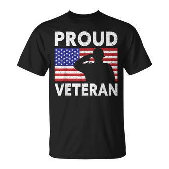 Proud Veteran Usa Flag Proud American Veteran T-Shirt - Seseable