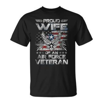 Womens Proud Wife Air Force Military Veterans Day T-shirt - Seseable
