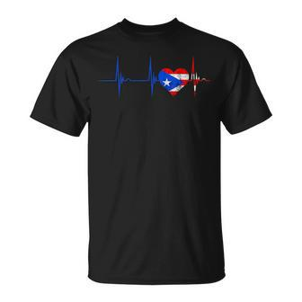 Puerto Rico Heart Puertorro Heartbeat Ekg Pulse Puerto Rican T-Shirt - Seseable