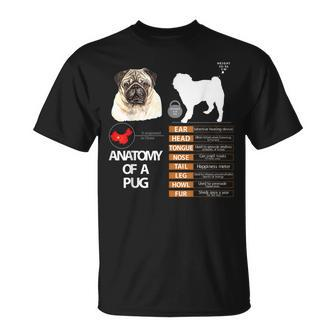 Pug Dog Anatomy Mom Grandma Dad Men Women Kids Gift Unisex T-Shirt | Mazezy