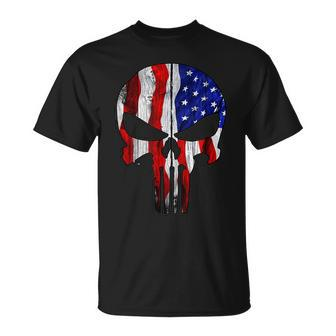 Punisher Skull Military American Flag Us Unisex T-Shirt | Mazezy