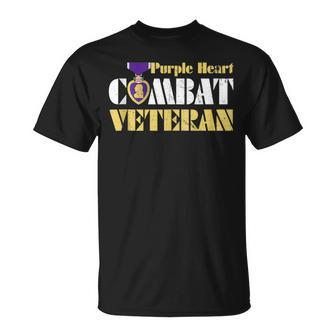 Purple Heart Combat Veteran Purple Heart Day Us Military T-Shirt - Seseable