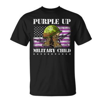 Purple Up Military Child Month American Flag Military Kids T-Shirt - Seseable