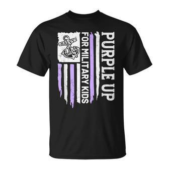 Purple Up Military Kids Military Child Month 2023 Navy Flag T-Shirt - Seseable