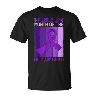 Purple Up Month Of The Military Child Month Ribbon Unisex T-Shirt | Mazezy