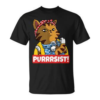 Purrrsist Cat Kitten Lover Funny Strong Girl Pet Owner Unisex T-Shirt | Mazezy