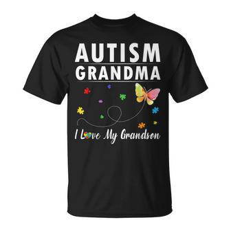 Puzzle Butterfly Autism Grandma I Love My Grandson Awareness Unisex T-Shirt | Mazezy
