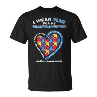 Puzzle Wear Blue For Granddaughter Autism Awareness Grandma Unisex T-Shirt | Mazezy