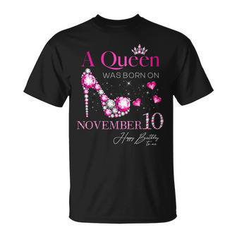 A Queen Was Born On November 10 10Th November Birthday T-shirt - Thegiftio UK