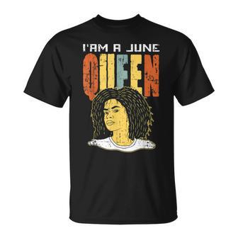 Queens Are Born In June T-Shirt, Afro-Schwarz, Lustiges Geburtstagsmotiv - Seseable