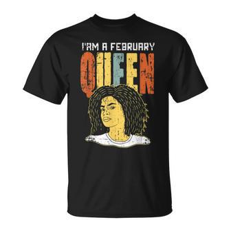 Queens Geboren im Februar T-Shirt, Lustiges Afro Geburtstagsshirt - Seseable