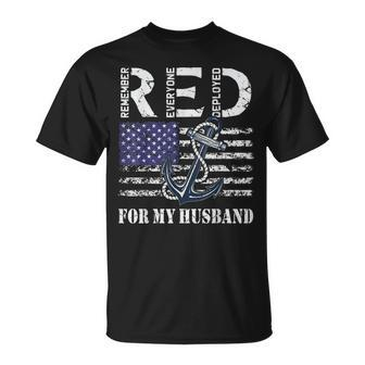 Red Friday For My Husband Military Deployed Navy Wife Flag Unisex T-Shirt | Mazezy