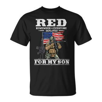 Red Friday Remember Everyone Deployed For My Son Usa Flag T-Shirt - Seseable