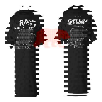 Red Plaid Grandma Bear Matching Family Pajama Unisex T-Shirt | Mazezy