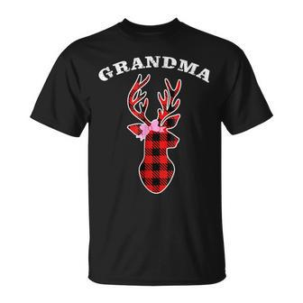 Red Plaid Grandma Deer Buffalo Matching Family Pajama Unisex T-Shirt | Mazezy