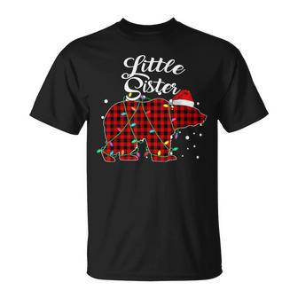 Red Plaid Little Sister Bear Matching Buffalo Pajama T-shirt - Thegiftio UK